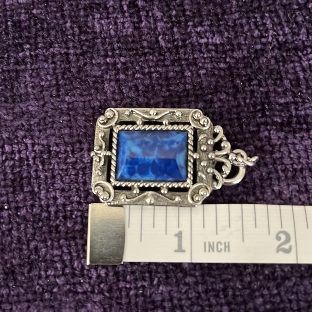 *Vintage Blue stone and Silver pendant - Picture 4 of 5